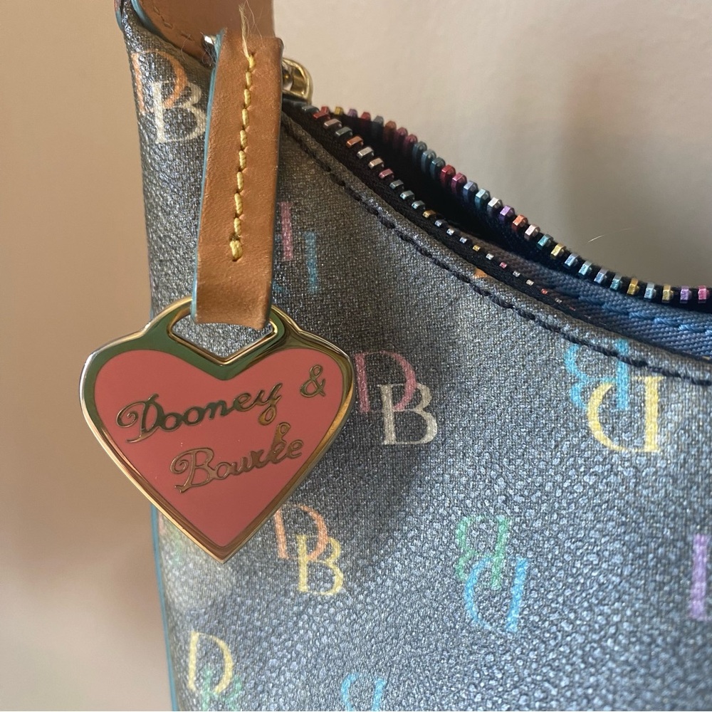 DOONEY & BOURKE Mini Bucket Shoulder Bag Rainbow Monogram Vintage Handbag Heart - Picture 2 of 12